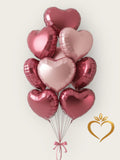 Rose Heart Balloon Bouquet (8 Balloons)