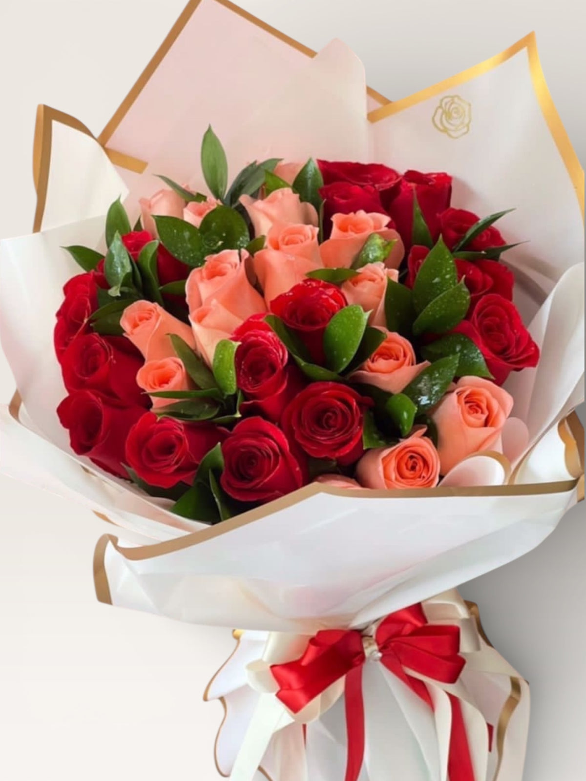 2 Doz Mix Roses 2 Dozen Pink and Red Roses Mixed - Two Tone Rose Bouquet Same Day Deli ...
