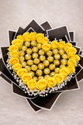 Yellow Roses & Ferrero Rocher Heart Bouquet – Luxury Spring Flower Gift | Nashville Delivery