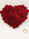 Heart Box with 30 Red Roses - Romantic Heart Arrangement Same Day Delivery Nashville
