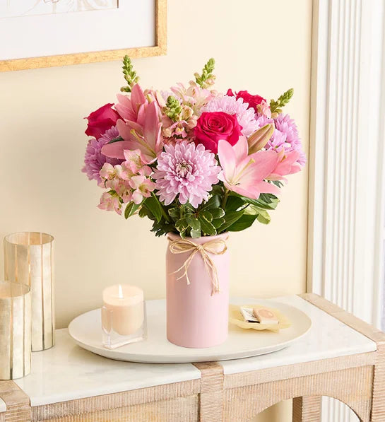 Mother’s Embrace Bouquet - Pink Roses & Lilies  - Delivery  Same Day Mother’s Day Nashville