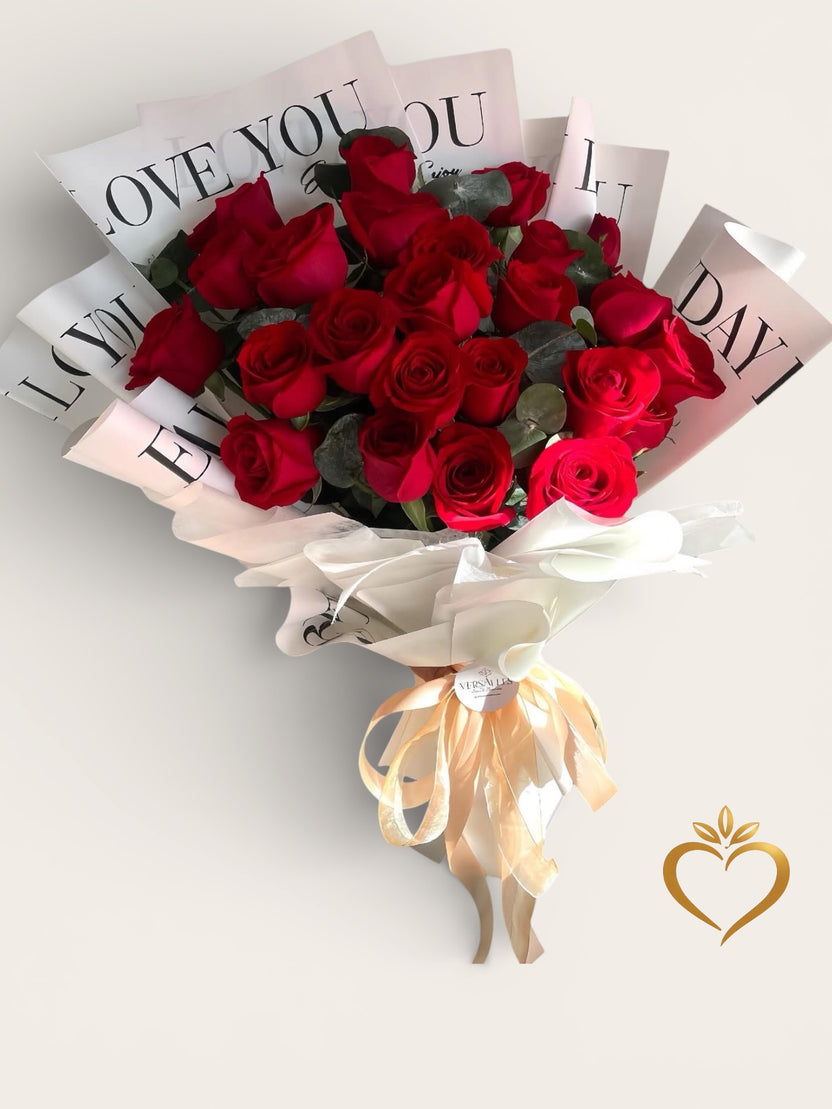 24 Red Roses bouquet - Hand Tied Rose Bouquet Same Day Delivery Nashvi ...