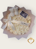 Flower - Luxury Baby Bouquet with Ivory Roses - Premium New Baby Gift Same Day Nashville Delivery