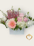 Baby Girl Flower Arrangement - Pink Roses & Gerbera with Baby Sign hospital flower delivery