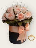 24 Pink Roses in Round Box - Blush Rose Arrangement Same Day Delivery Nashville