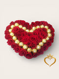 Heart Shaped Rose Box with Ferrero Rocher - Red Roses & Chocolate Same Day Nashville Delivery
