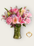 Pink Roses Lilies and Gerbera Daisies - Mixed Flower Bouquet Same Day Nashville Delivery