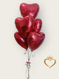 Red Heart Balloon Bouquet (5 Balloons)