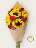Sunflowers and Red Roses Bouquet - Mixed Flower Arrangement Same Day Nashville Delivery