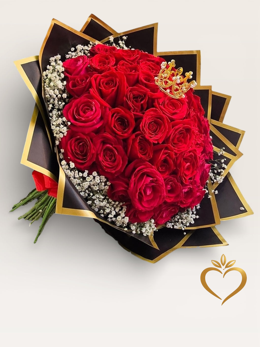 Luxury Red Rose Crown Bouquet - Premium Red Roses Bouquet Nashville