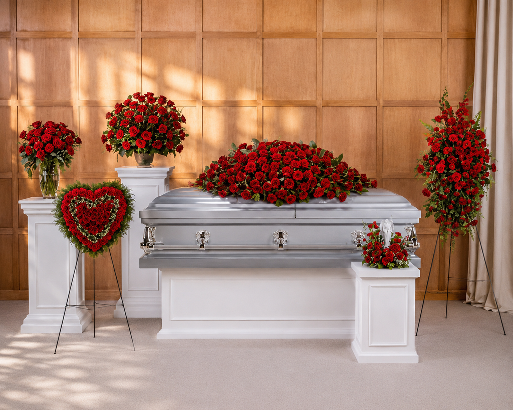 Red Rose Funeral Collection Package