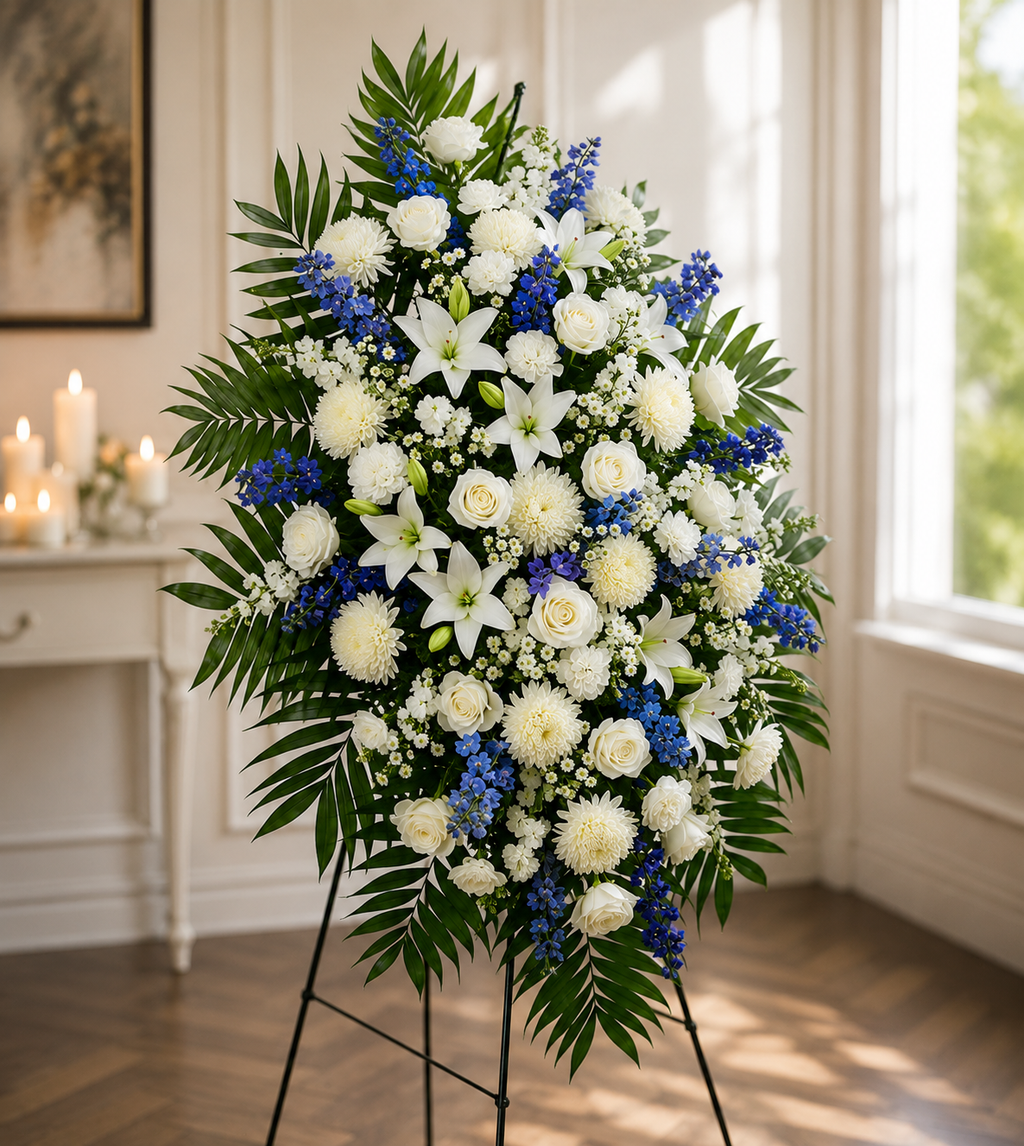 Blue & White Standing Sympathy Spray