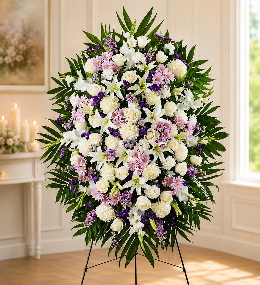 Lavender & White Standing Sympathy Spray