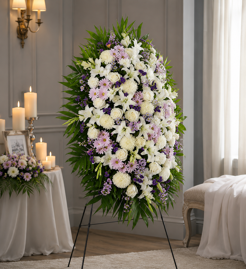 Lavender & White Standing Sympathy Spray