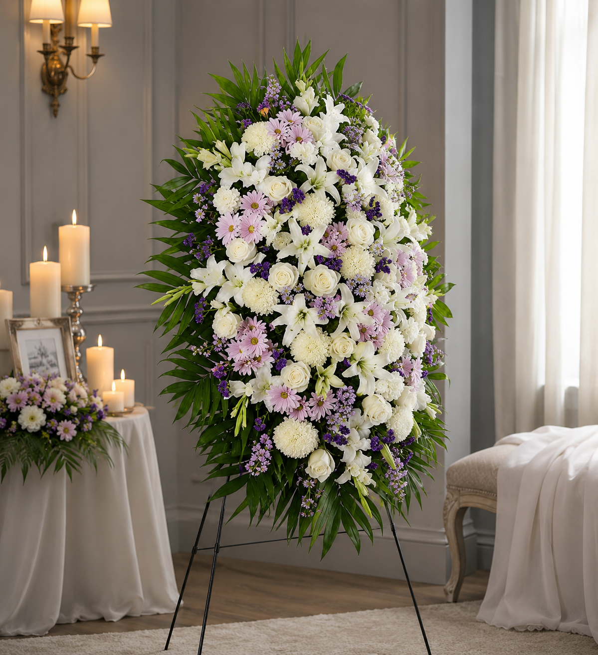 Lavender & White Standing Sympathy Spray