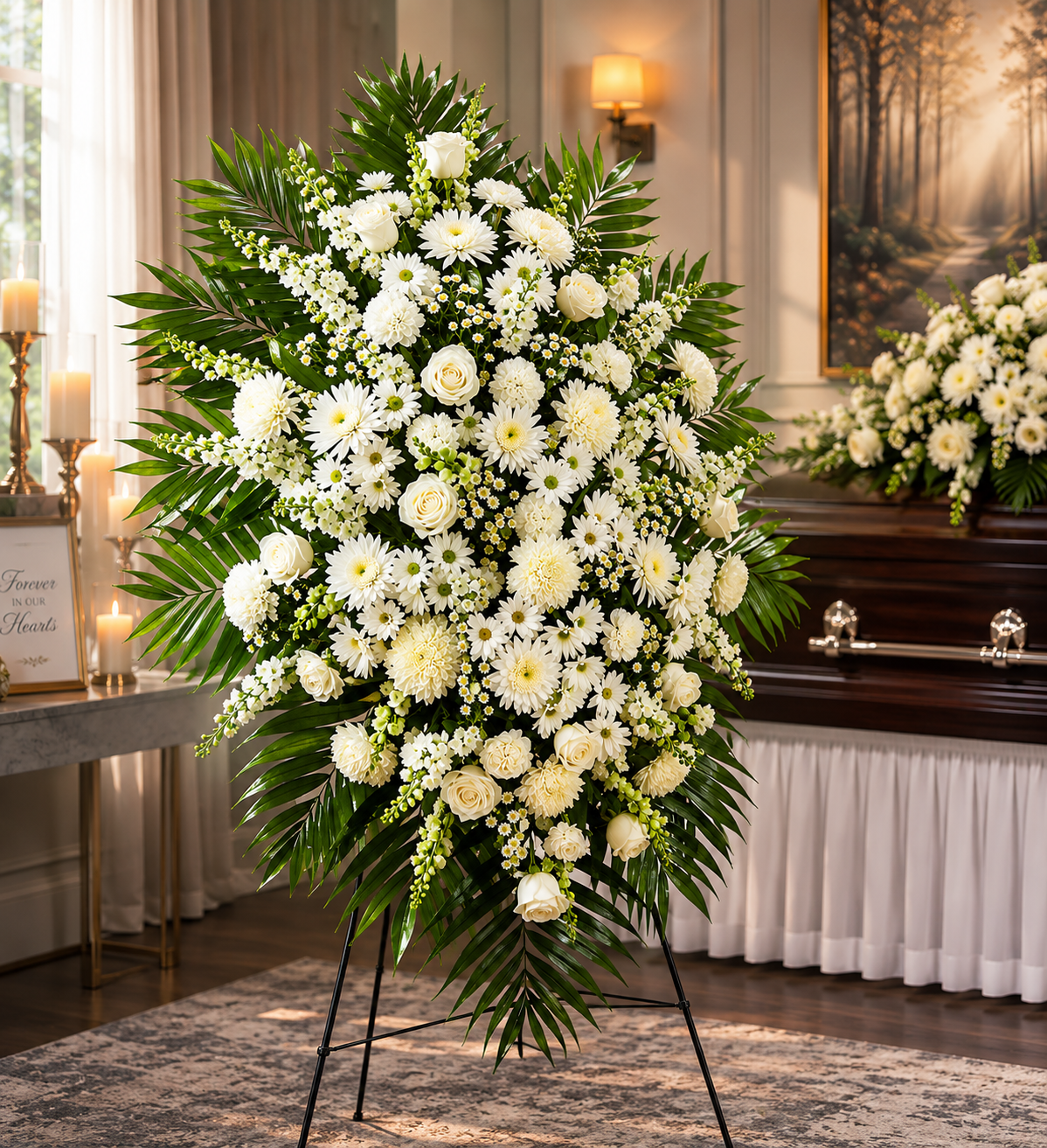 Pure White Standing Funeral Spray