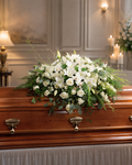White Rose & Lily Casket Spray