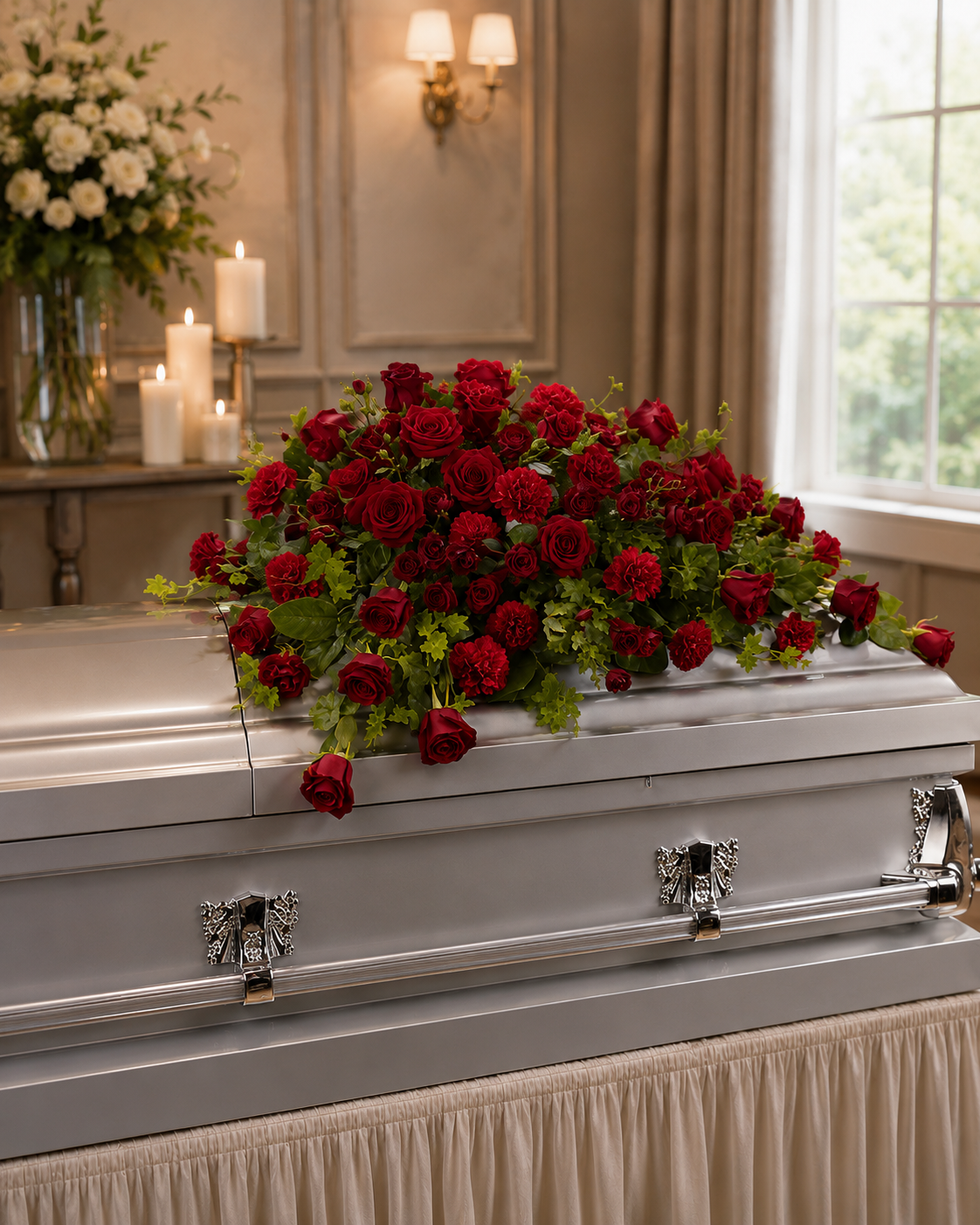 Red Rose Casket Spray