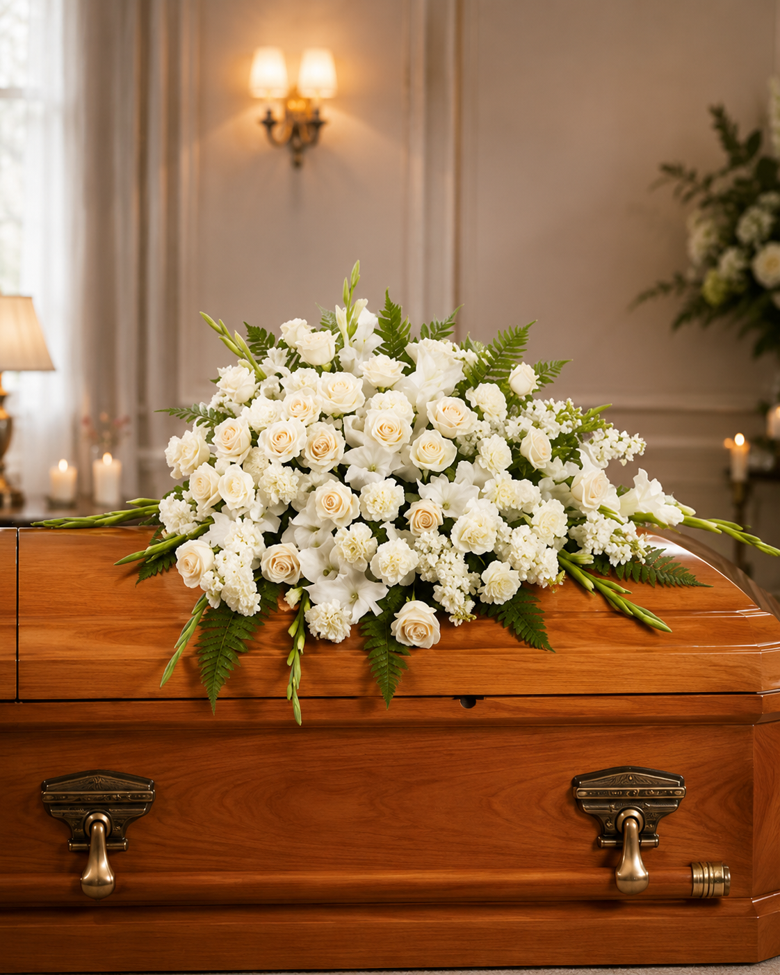 White Garden Casket Spray