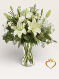 Flower - White Lily Arrangement in Vase - Elegant Sympathy Flowers Nashville Florist