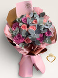 One Dozen of Pink Roses with Eucalyptus - Hand Tied Flower Bouquet Nashville Delivery
