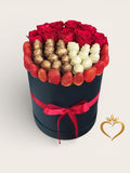 Red Roses with Chocolate Strawberries - Round Gift Box Nashville